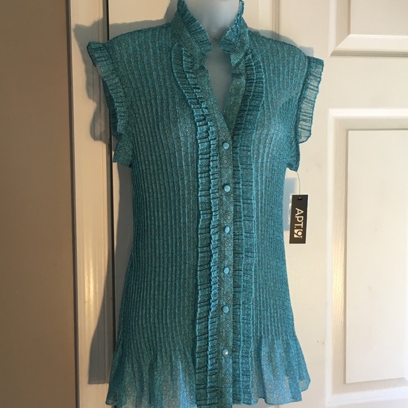 APT. 9 sleeveless ruffle chiffon Top ~ L - Picture 8 of 8